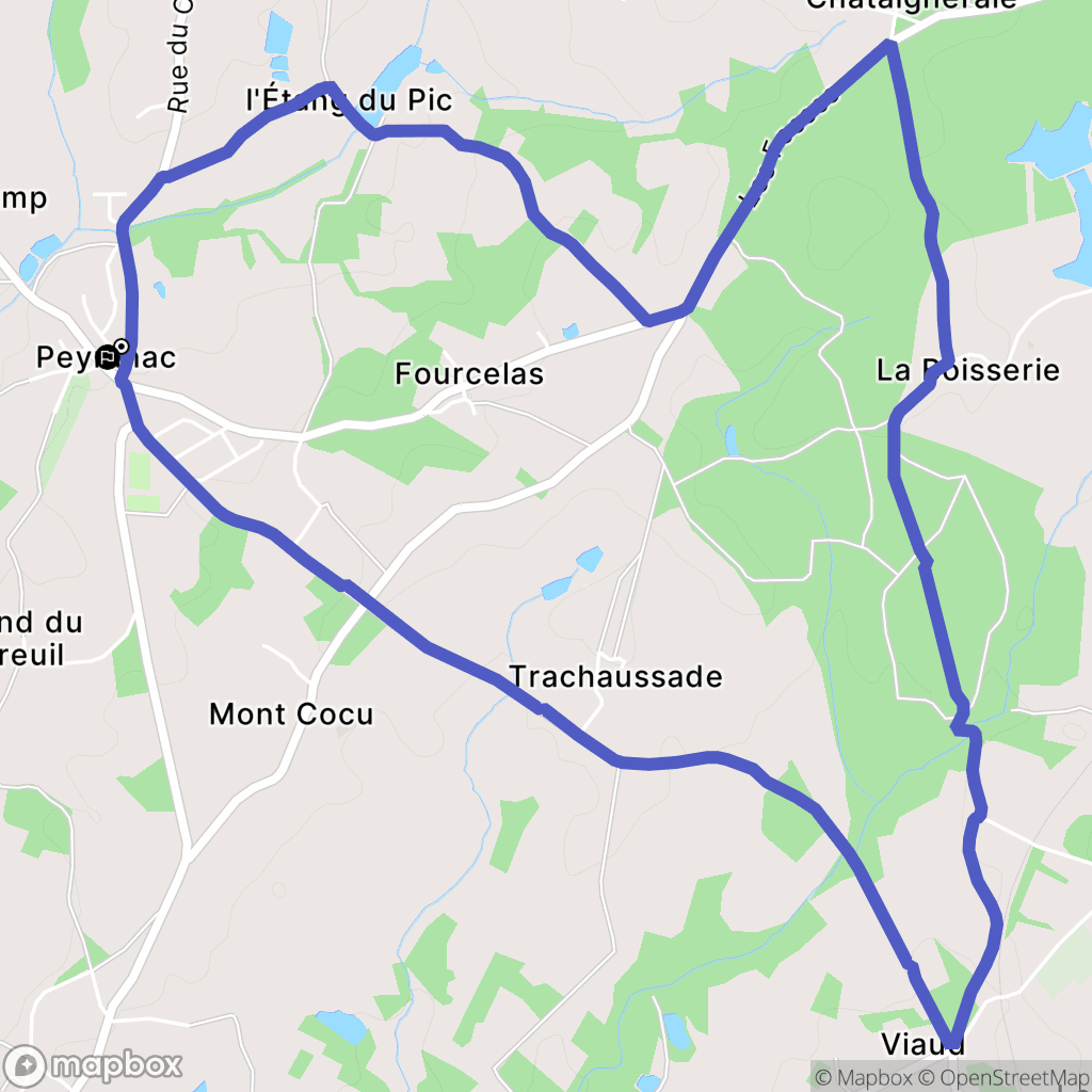 Peyrilhac : carte du parcours de randonnée - France