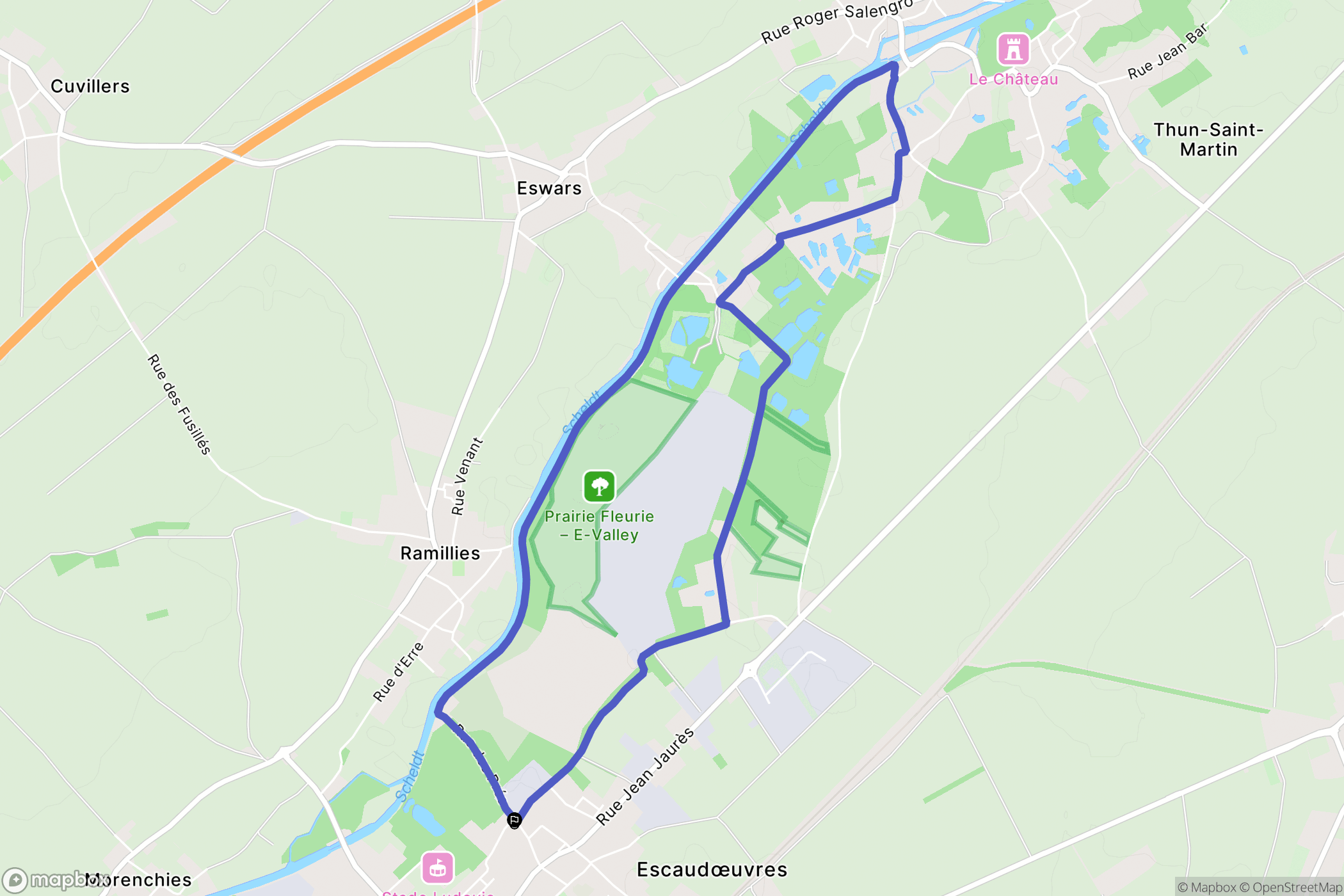 Escaudœuvres : carte du parcours de randonnée - France
