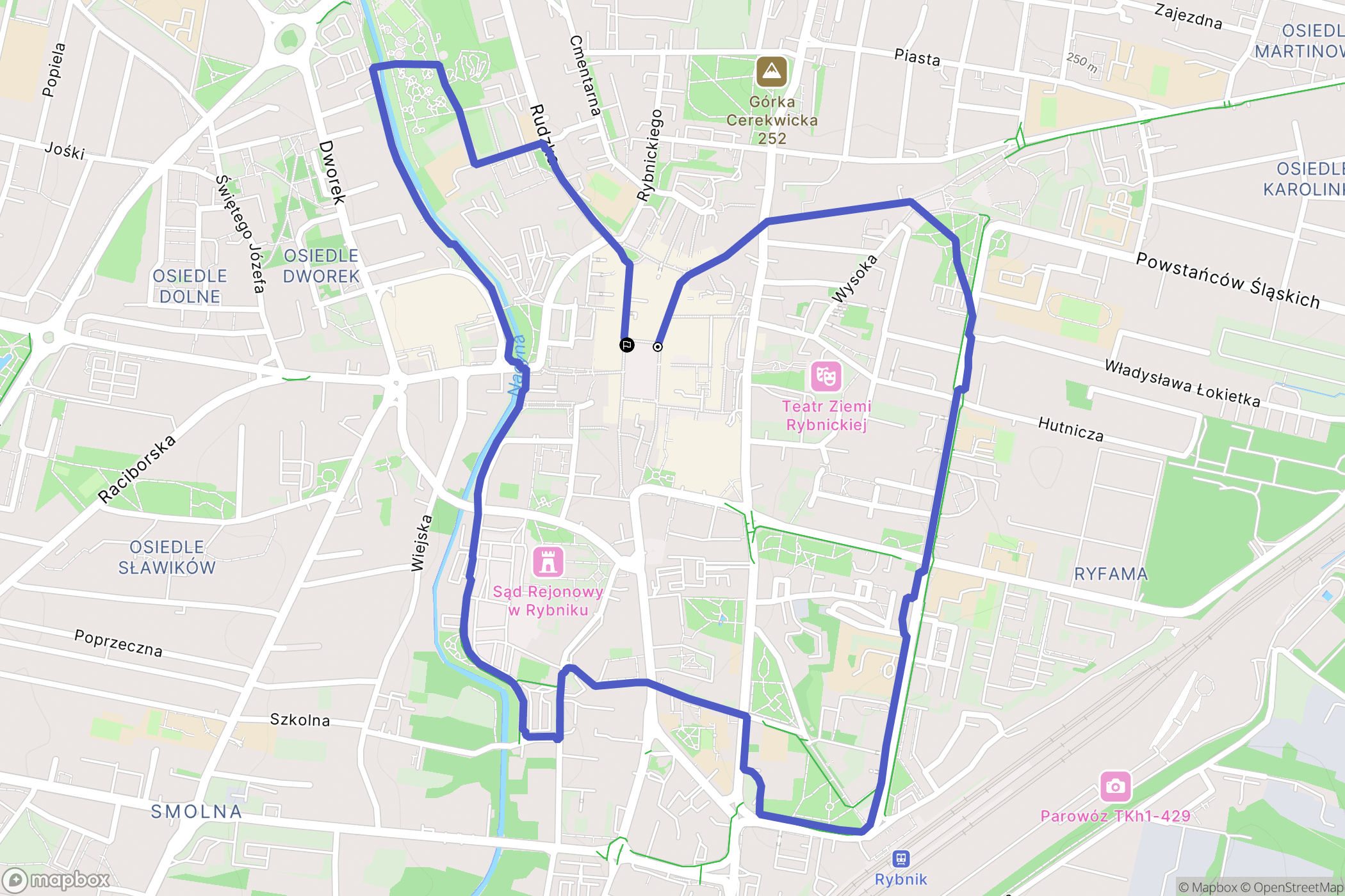 Rybnik: mapa trasy - Poland