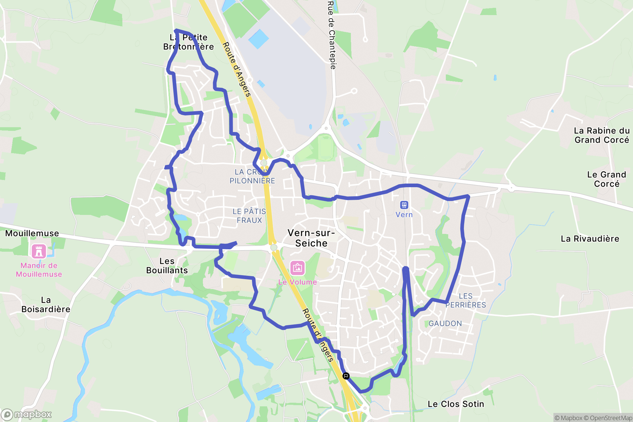 Vern-sur-Seiche : carte du parcours de randonnée - France