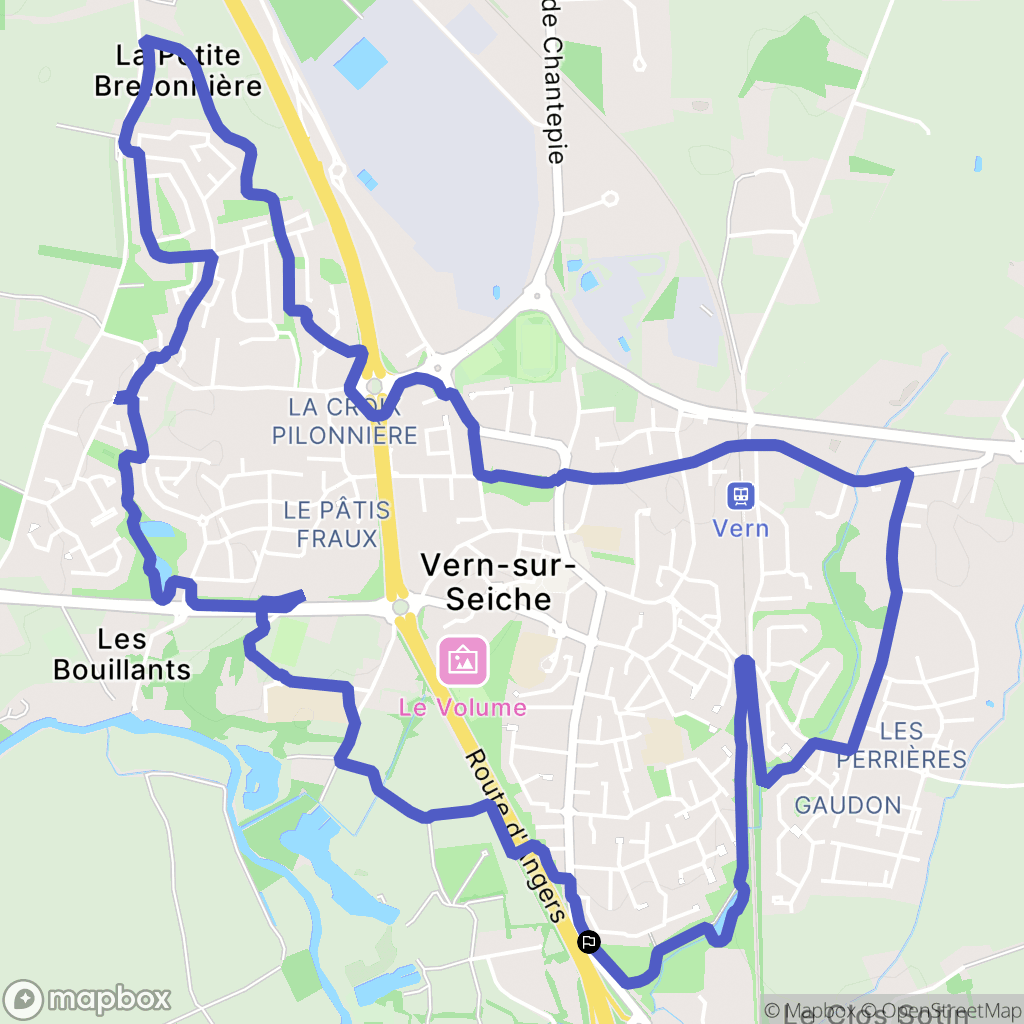 Vern-sur-Seiche : carte du parcours de randonnée - France
