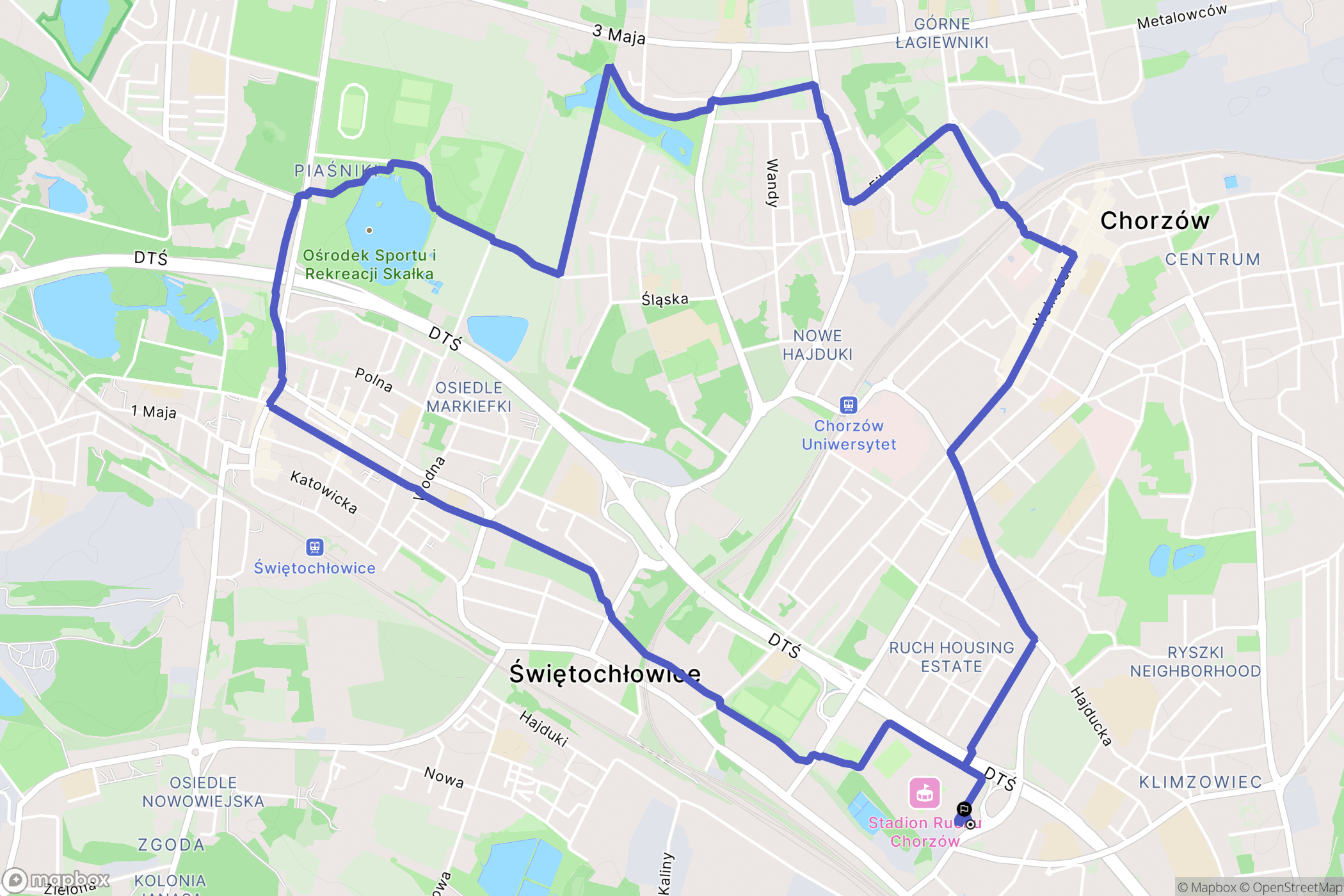 Chorzów: mapa trasy - Poland