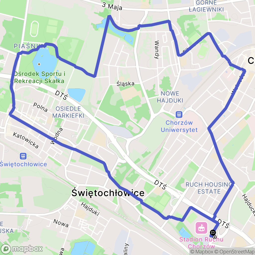 Chorzów: mapa trasy - Poland