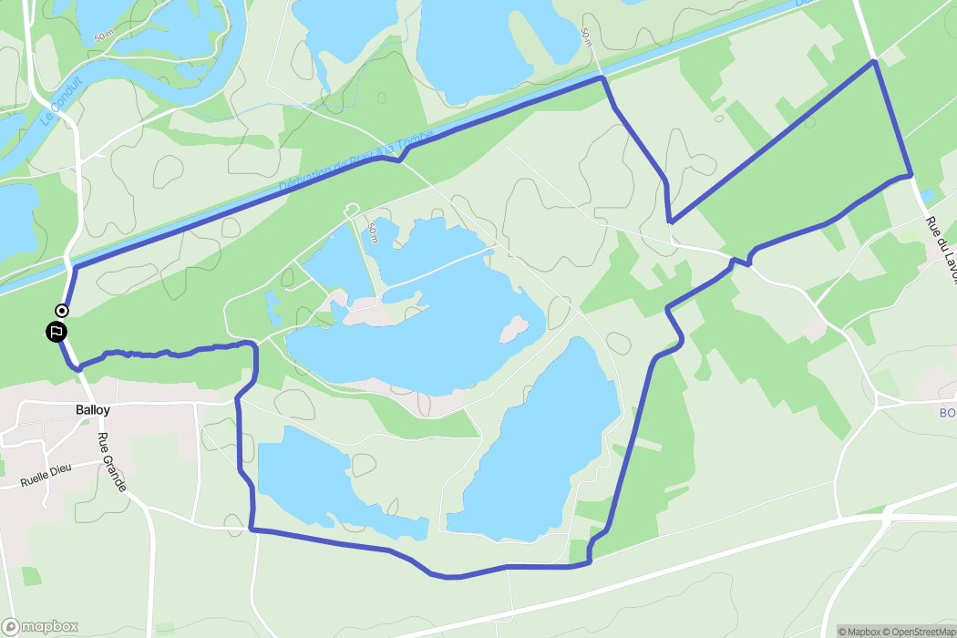 Balloy : carte du parcours de randonnée - France