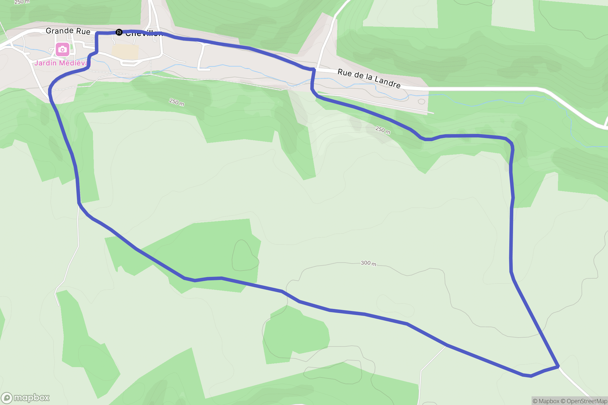 Chevillon : carte du parcours de randonnée - France