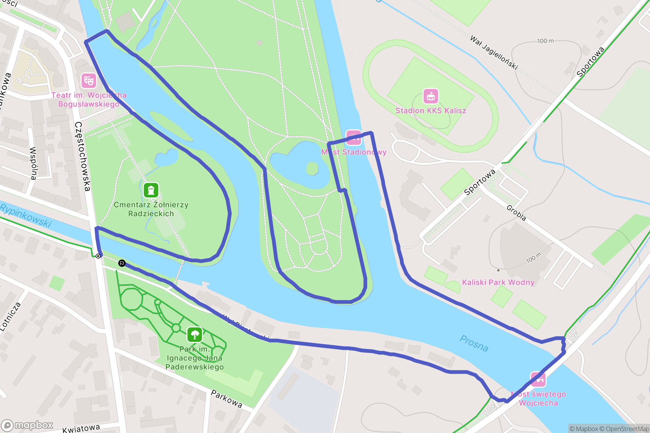 Kalisz: mapa trasy - Poland