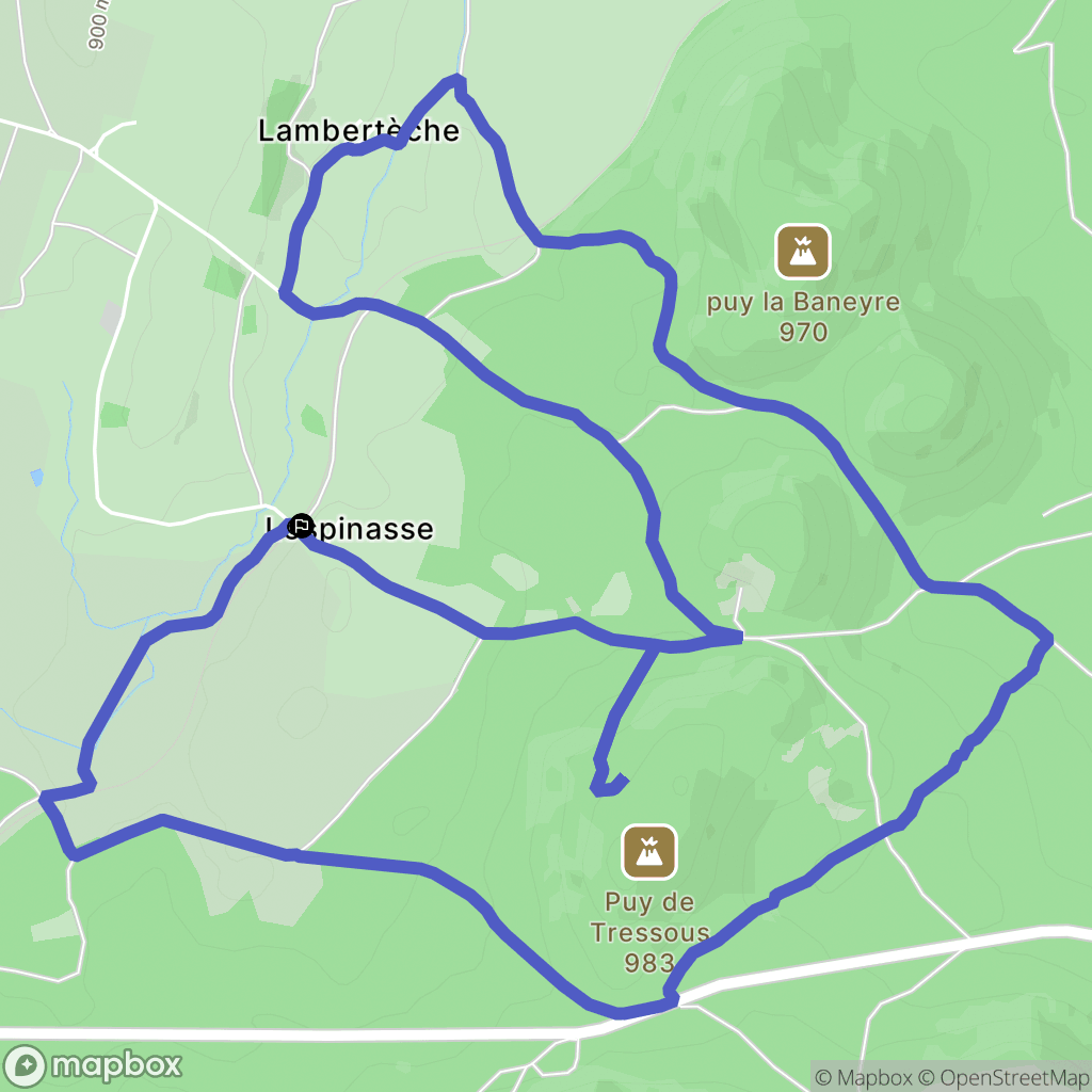 Pulvérières : carte du parcours de randonnée - France