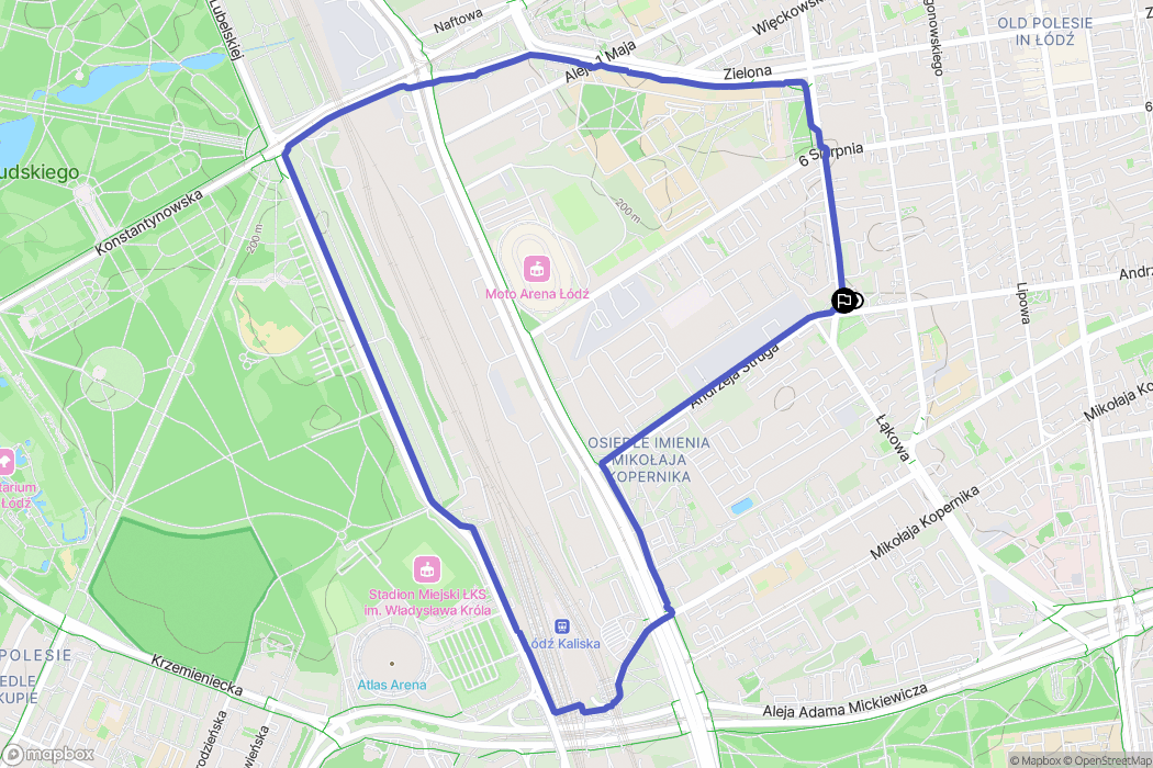 Łódź: mapa trasy - Poland