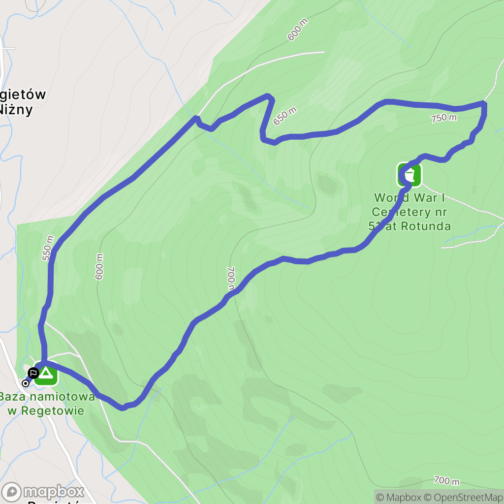 Regietów: mapa trasy - Poland
