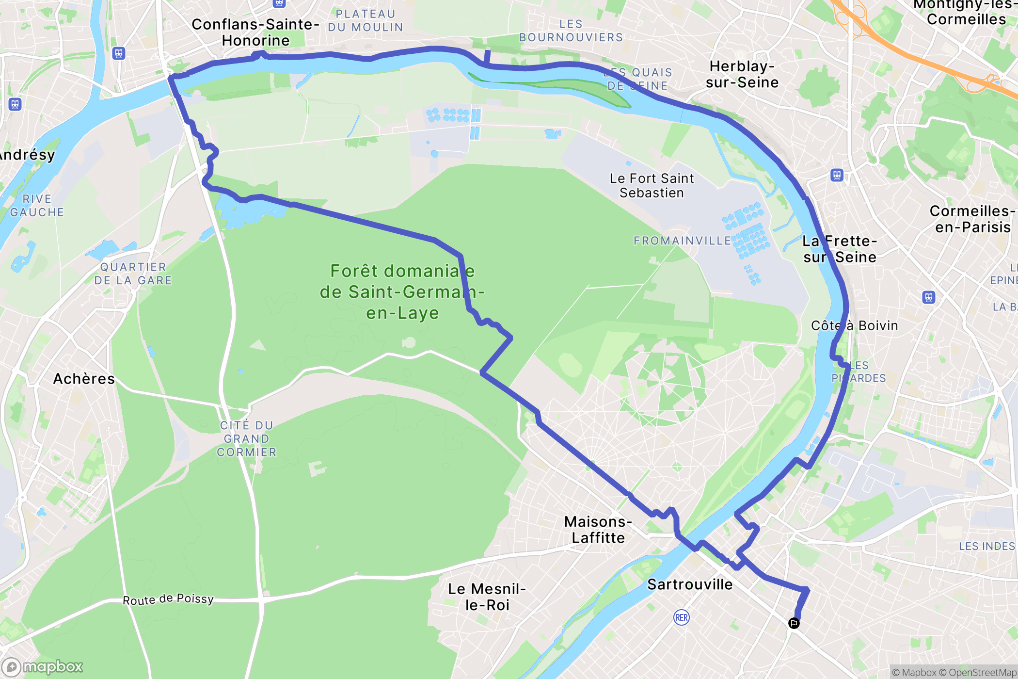 Sartrouville : carte du parcours de randonnée - France