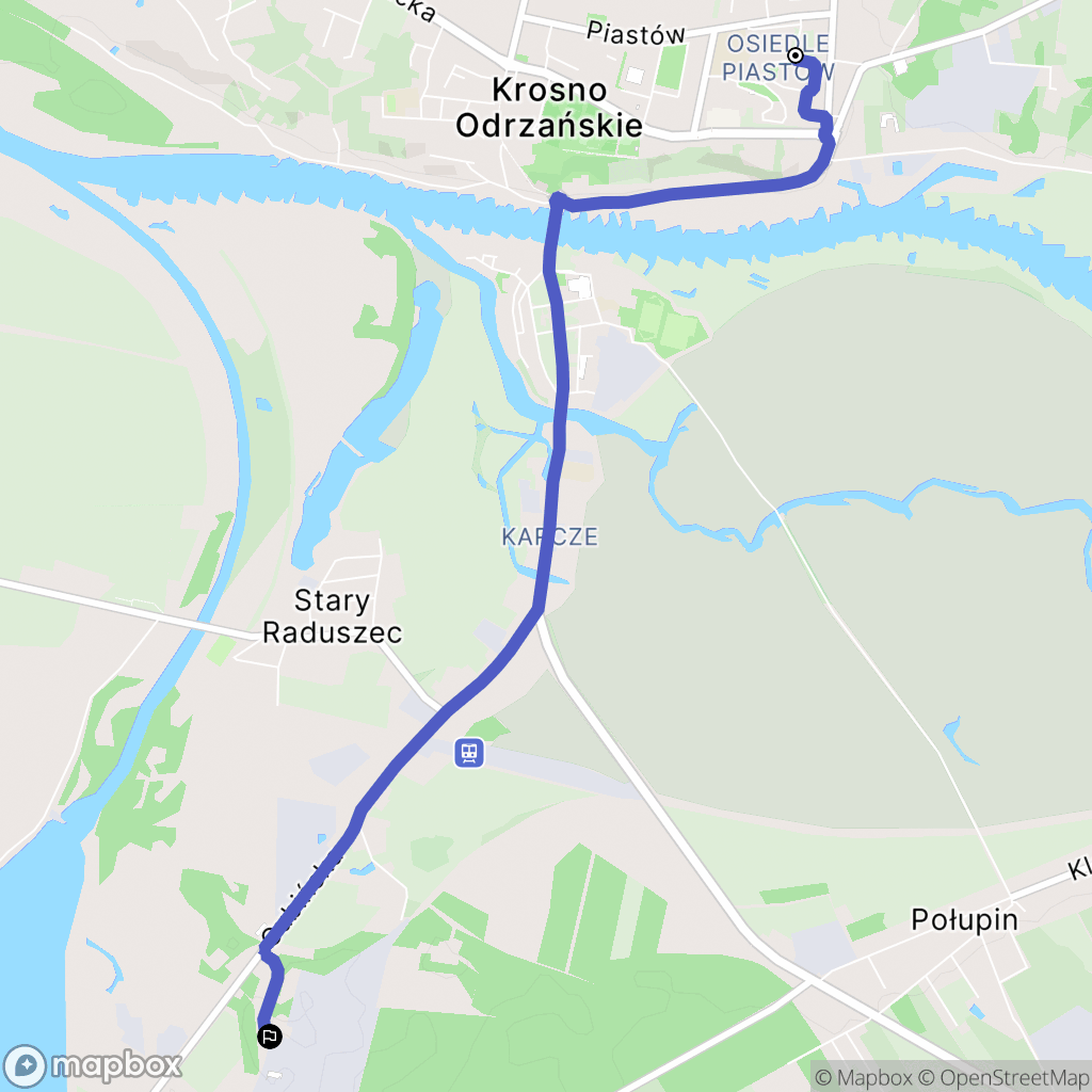 Krosno Odrzańskie: mapa trasy - Poland