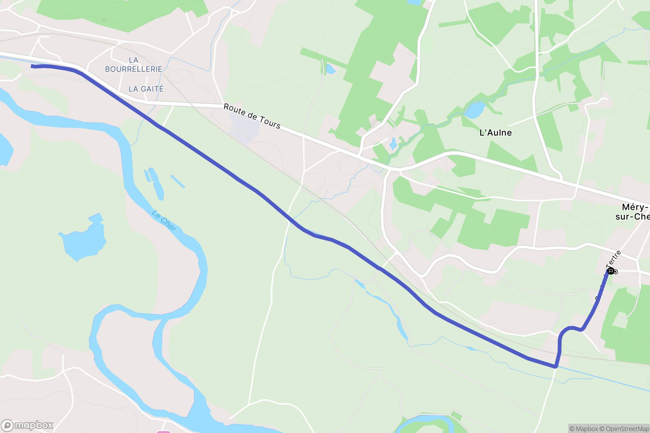 Méry-sur-Cher : carte du parcours de randonnée - France