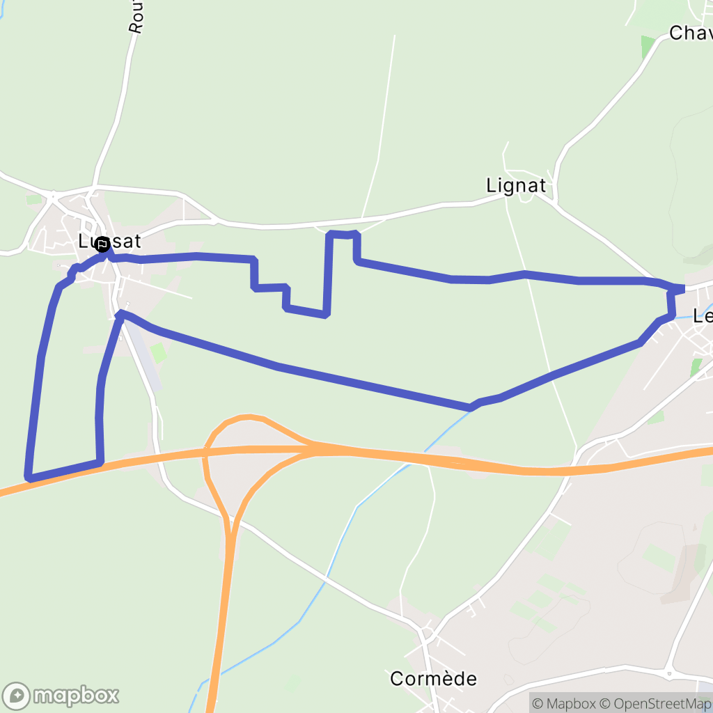 Lussat : carte du parcours de randonnée - France
