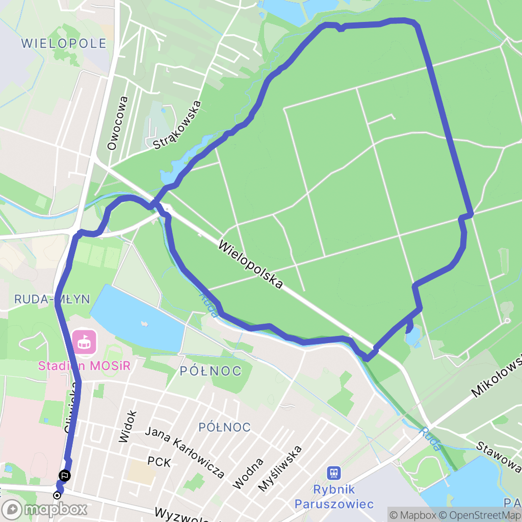 Rybnik: mapa trasy - Poland