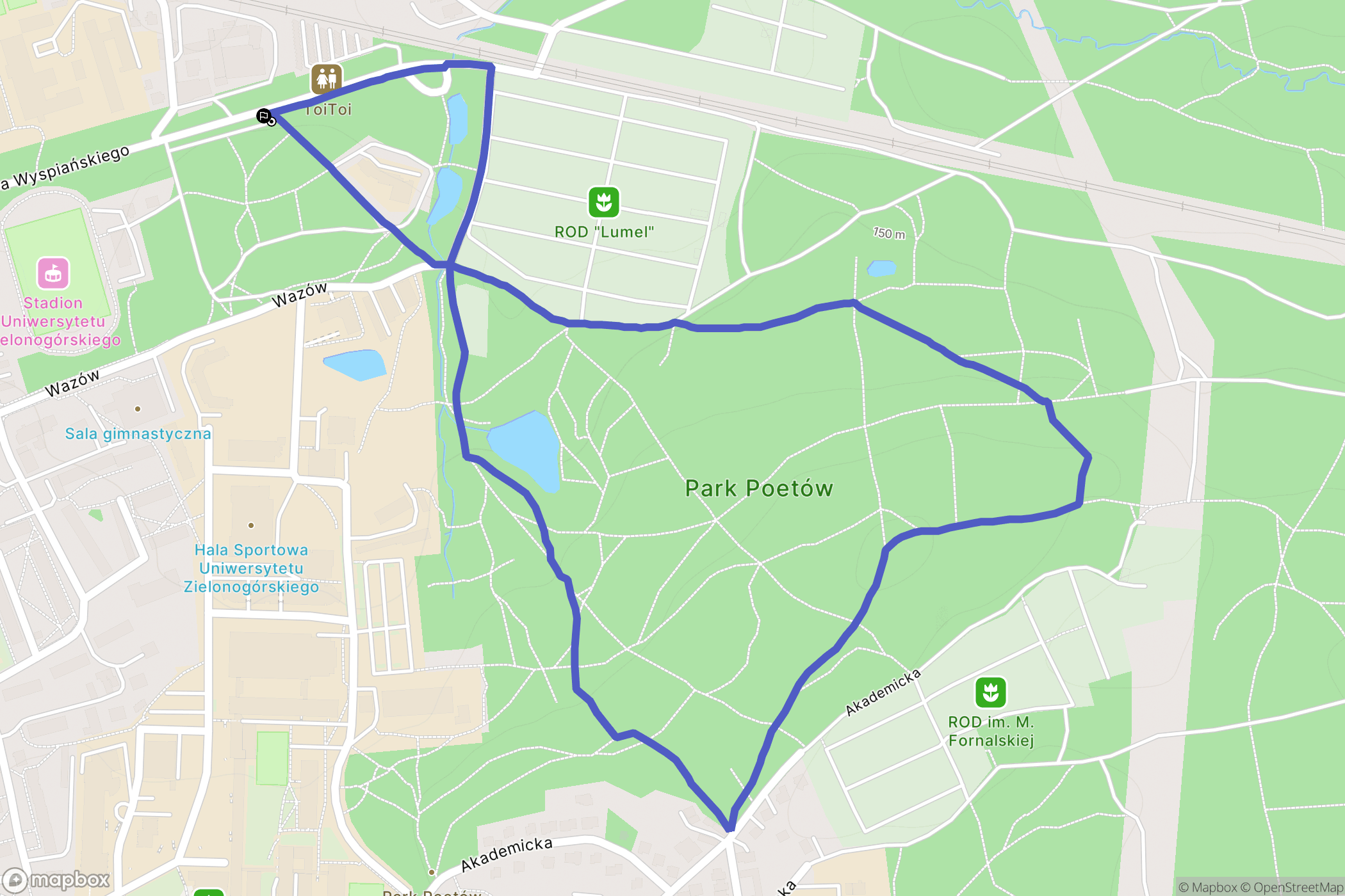 Zielona Góra: mapa trasy - Poland