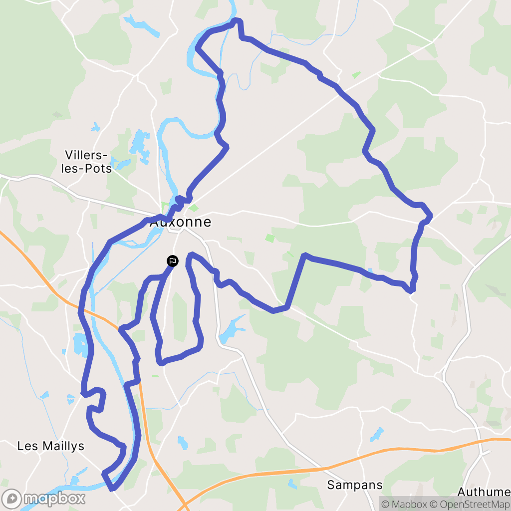 Auxonne : carte du parcours de randonnée - France
