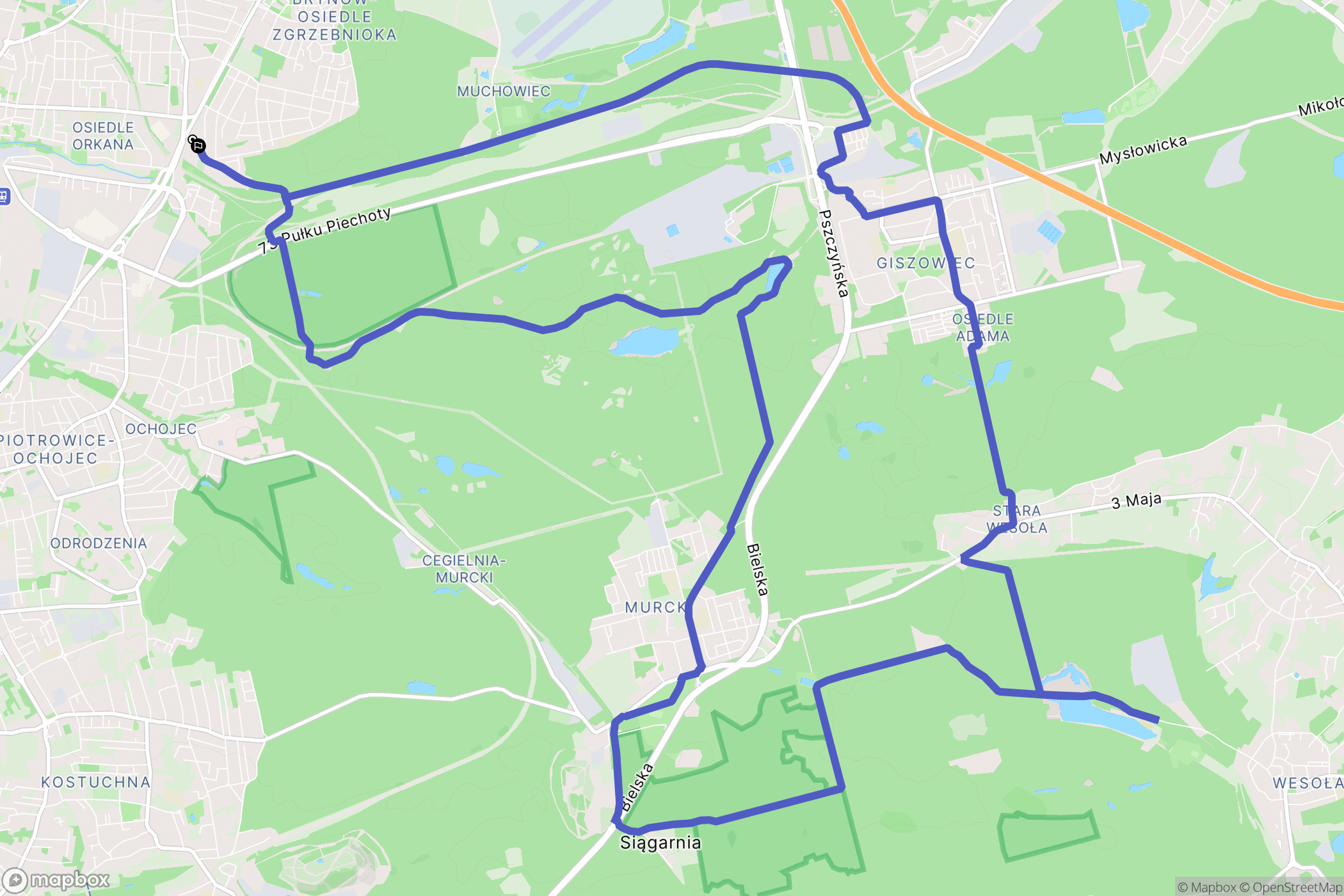 Katowice: mapa trasy - Poland