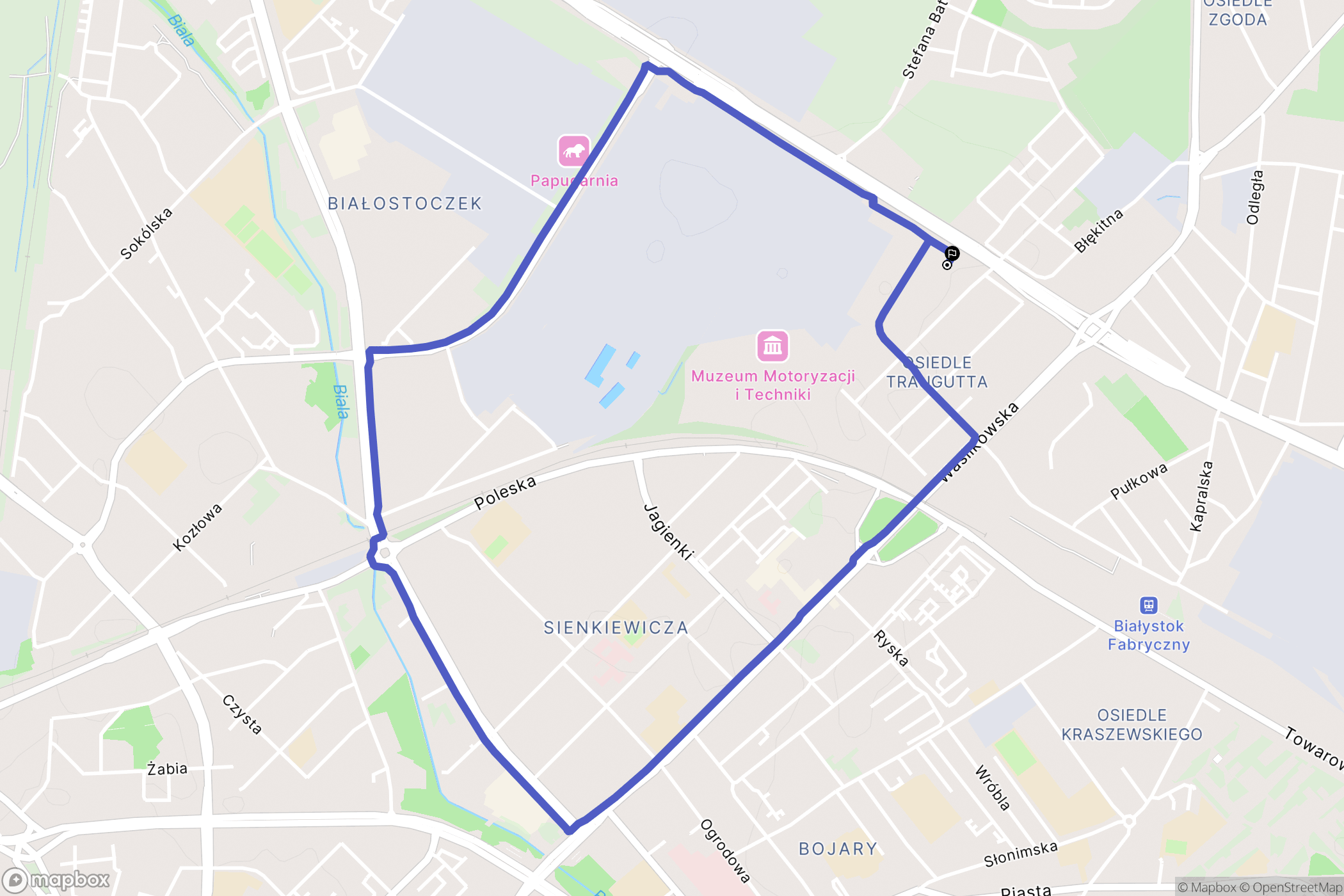 Białystok: mapa trasy - Poland