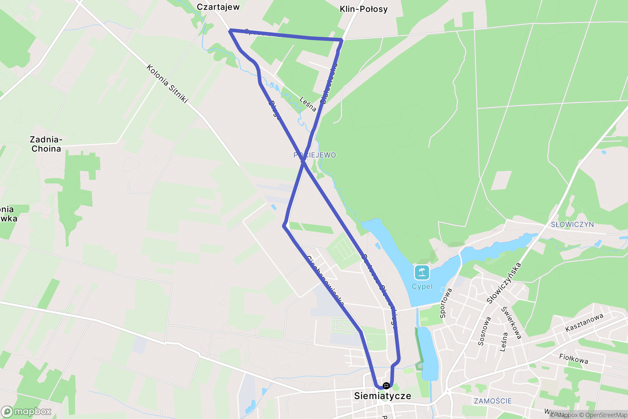 Siemiatycze: mapa trasy - Poland