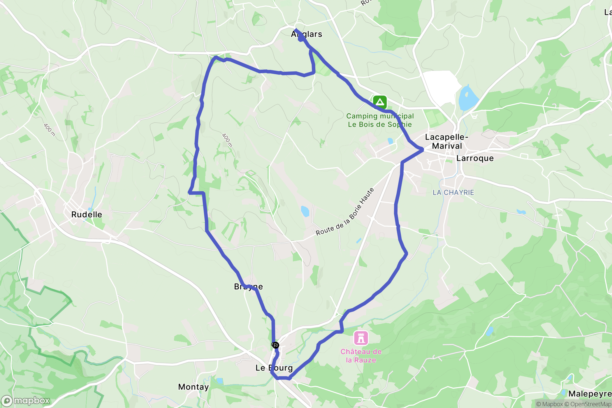 Le Bourg : carte du parcours de randonnée - France