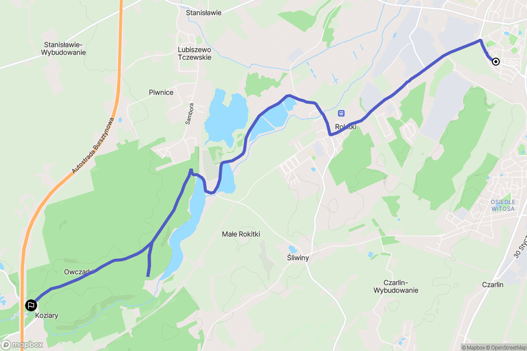 Tczew: mapa trasy - Poland