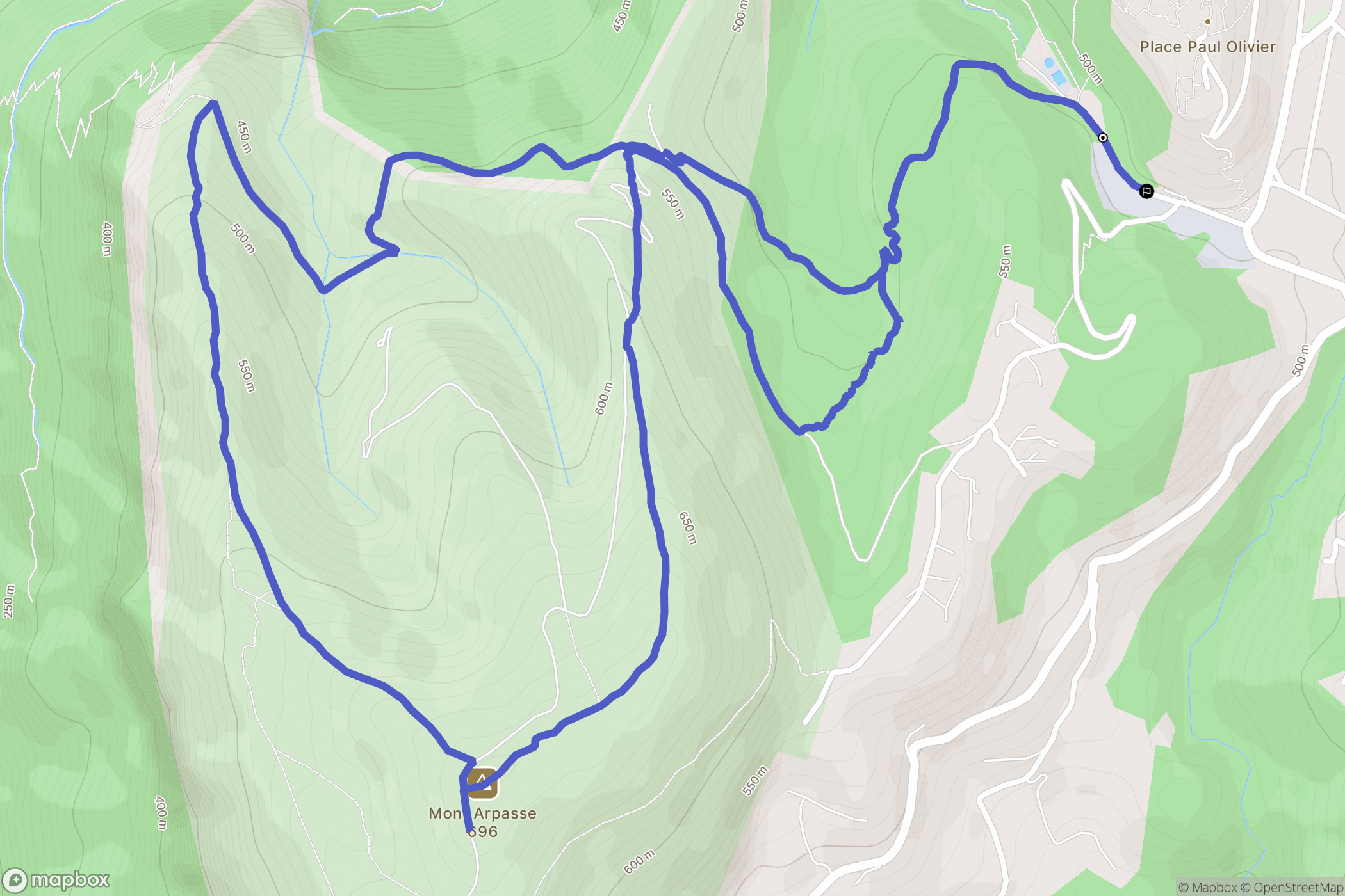 Levens : carte du parcours de randonnée - France