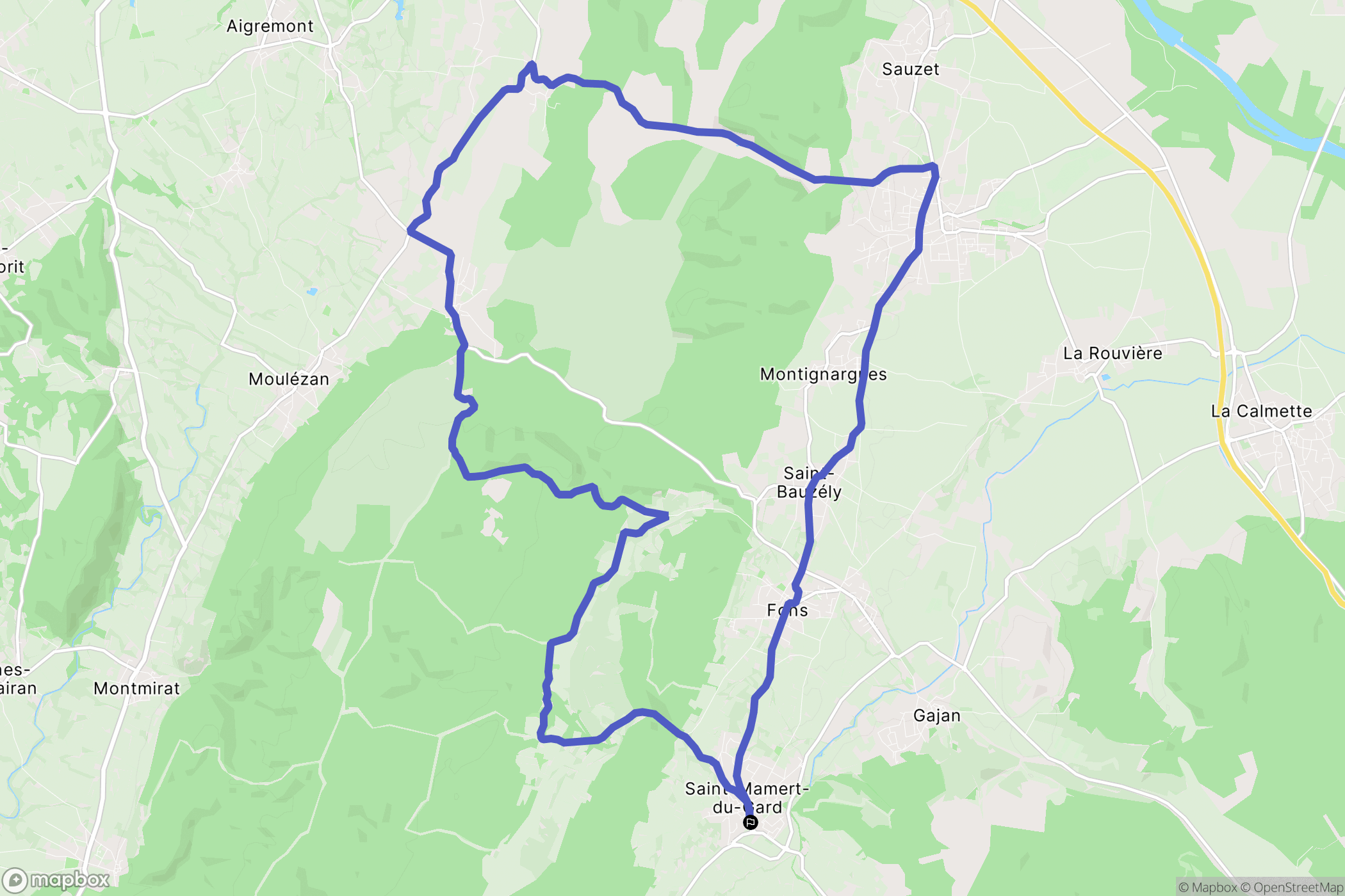 Saint-Mamert-du-Gard : carte du parcours de randonnée - France