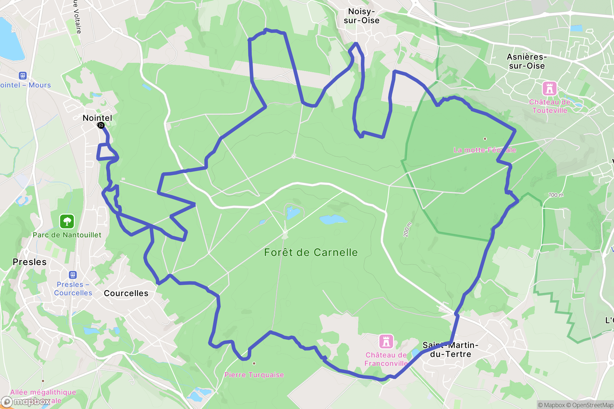 Nointel : carte du parcours de randonnée - France
