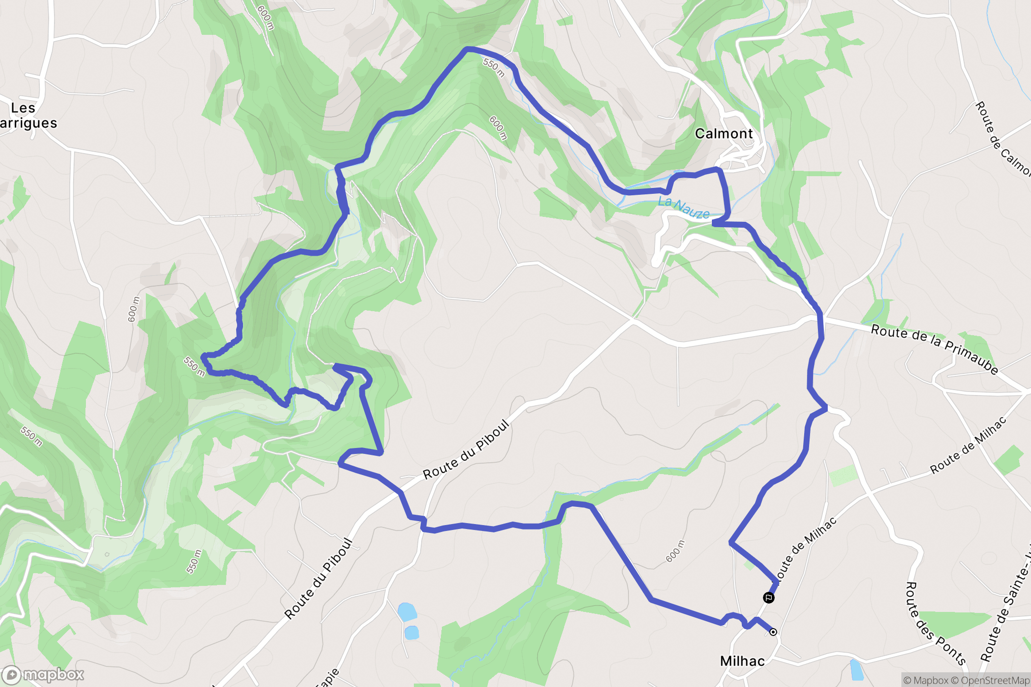 Calmont : carte du parcours de randonnée - France