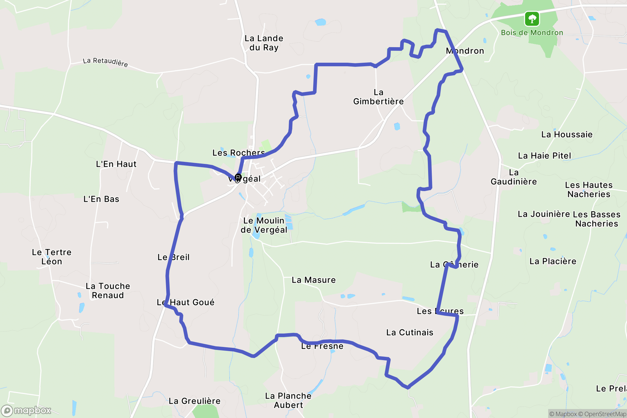 Vergéal : carte du parcours de randonnée - France