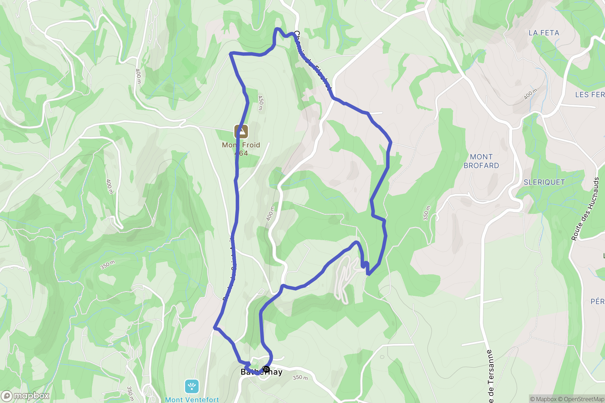 Bathernay : carte du parcours de randonnée - France