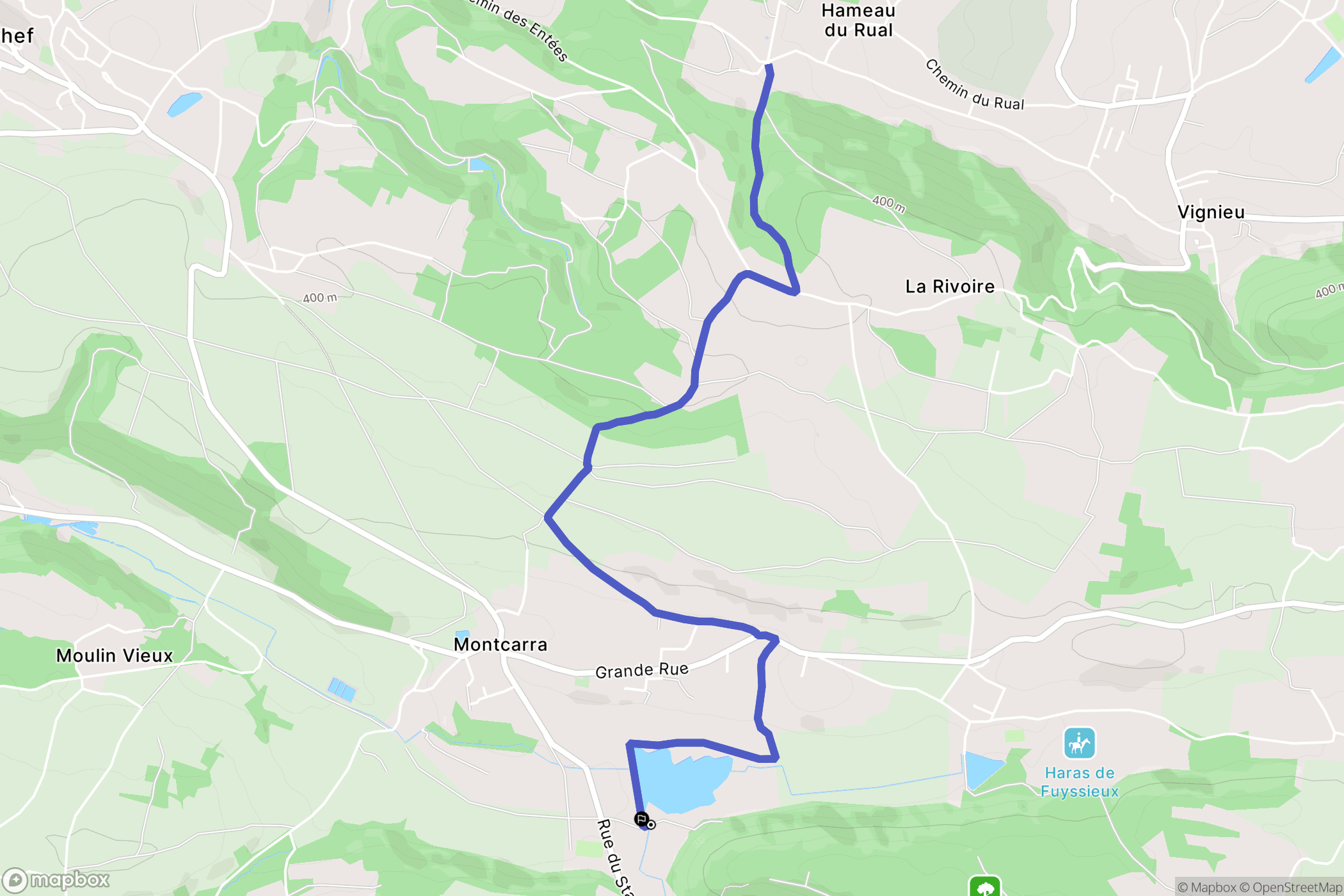 Montcarra : carte du parcours de randonnée - France