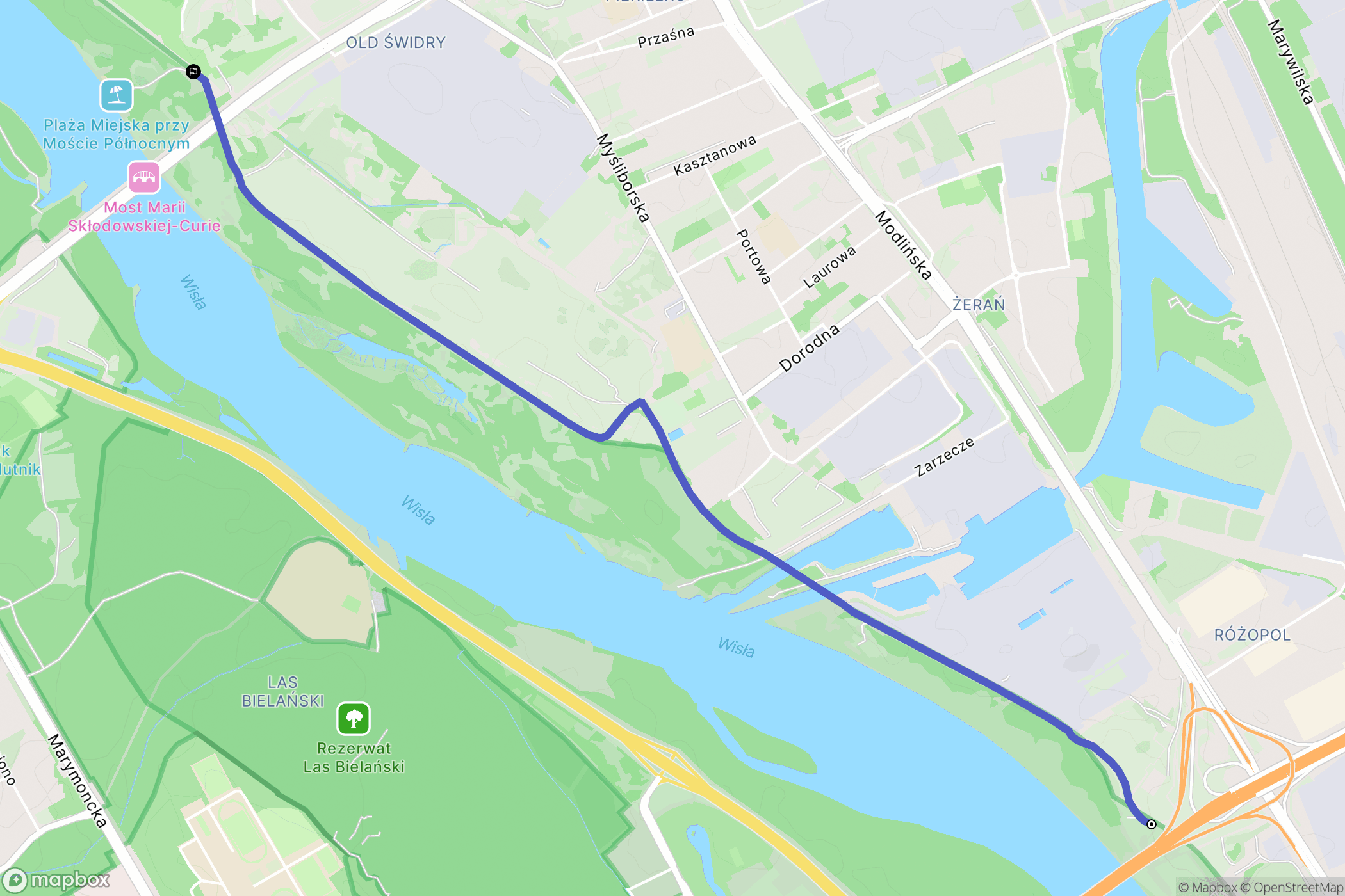 Warsaw: mapa trasy - Poland