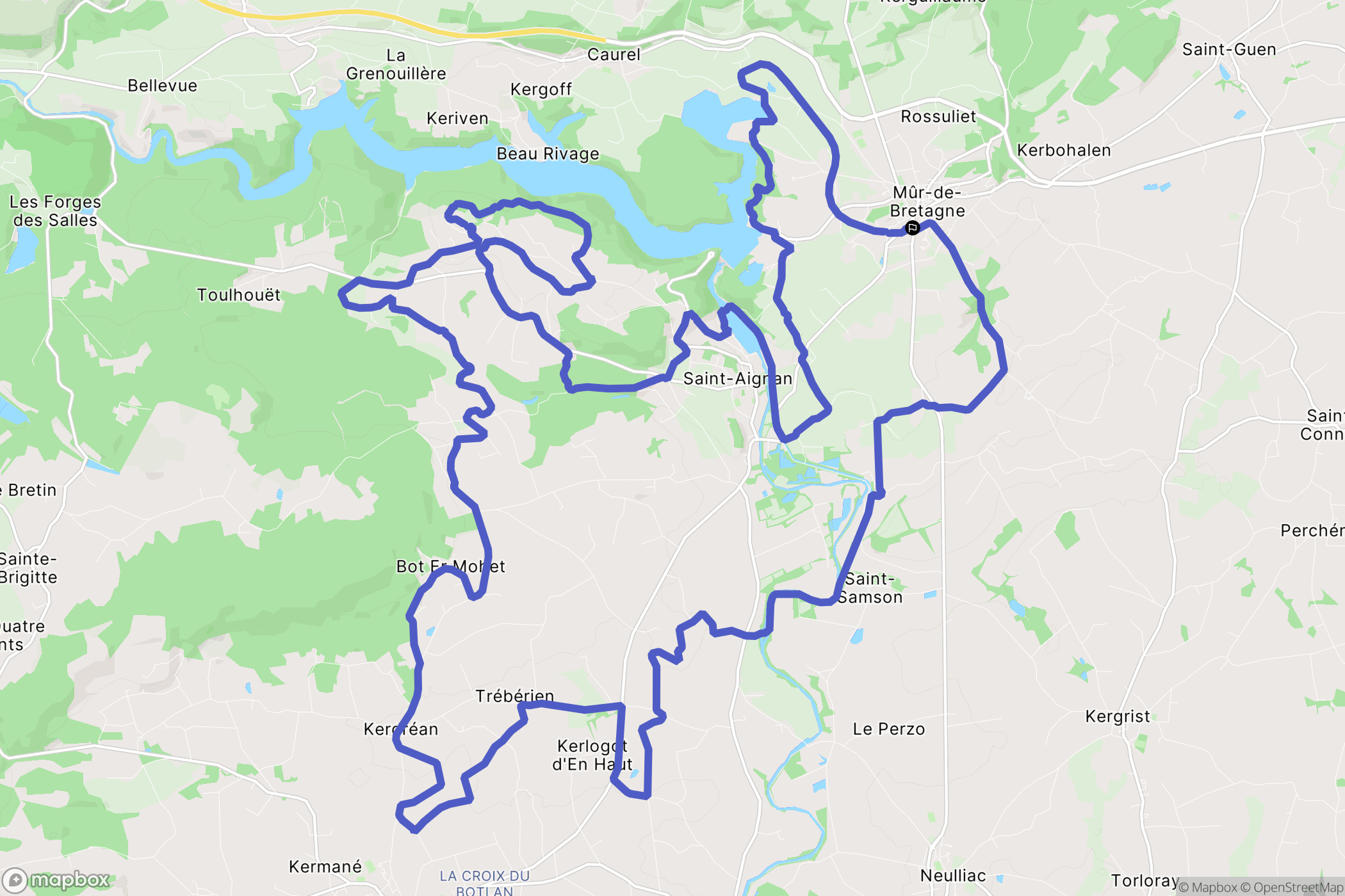 Guerlédan : carte du parcours de randonnée - France