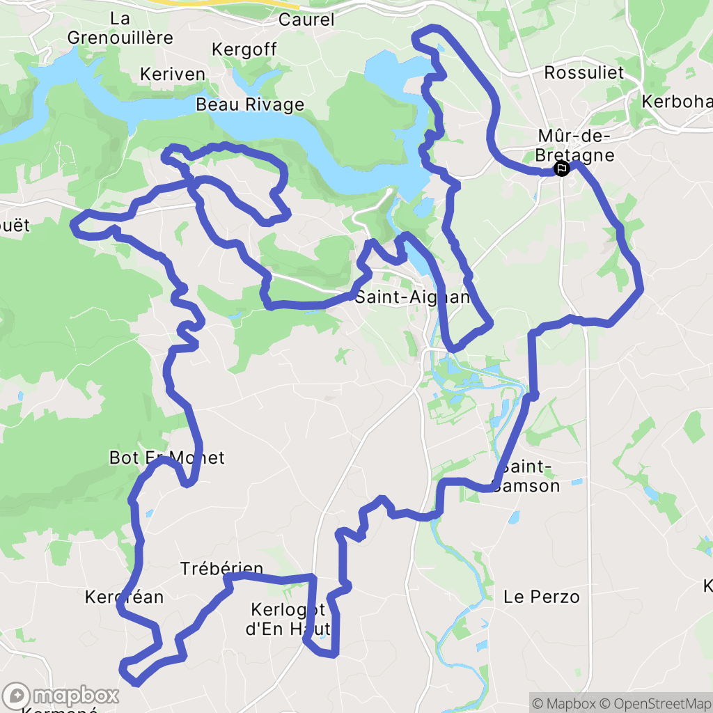 Guerlédan : carte du parcours de randonnée - France