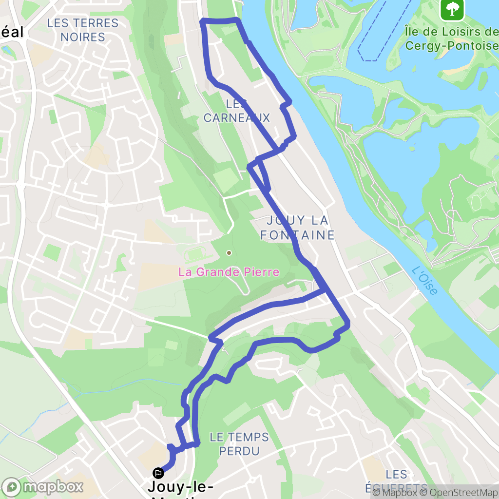 Jouy-le-Moutier : carte du parcours de randonnée - France