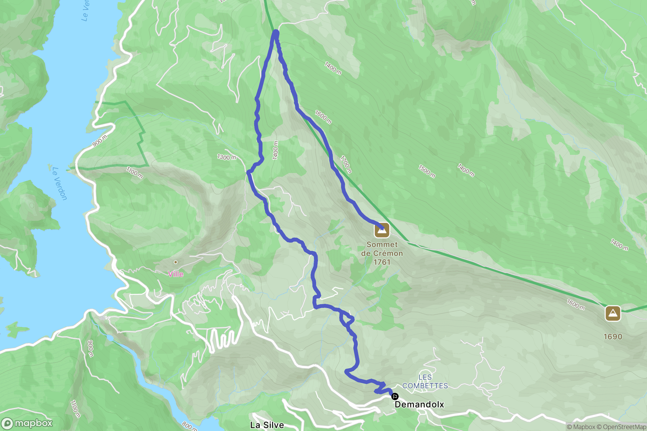 Demandolx : carte du parcours de randonnée - France