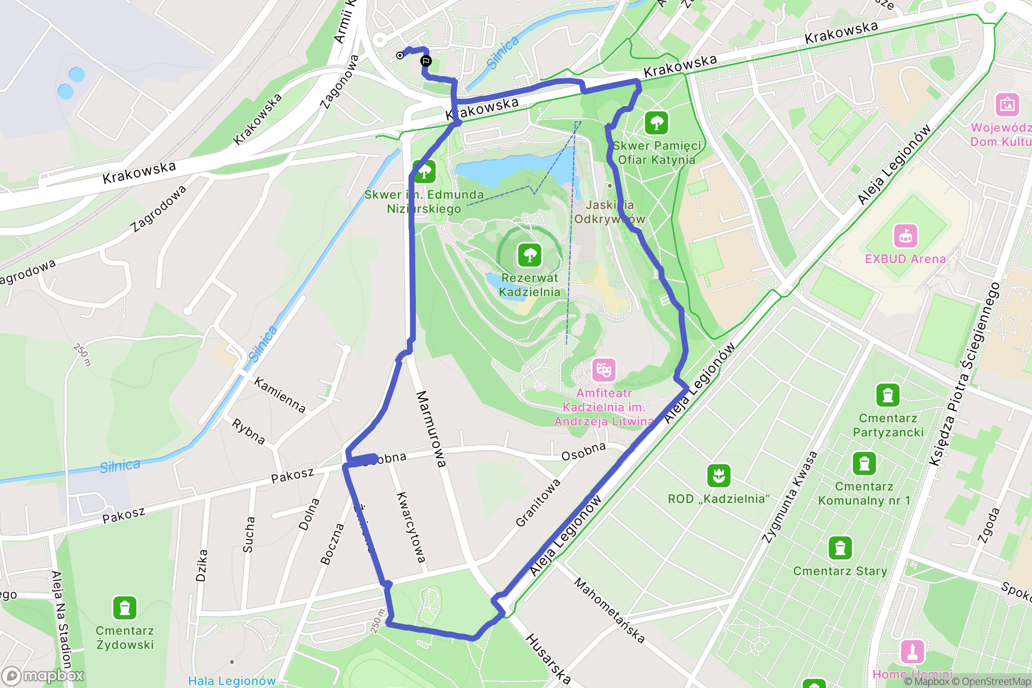 Kielce: mapa trasy - Poland