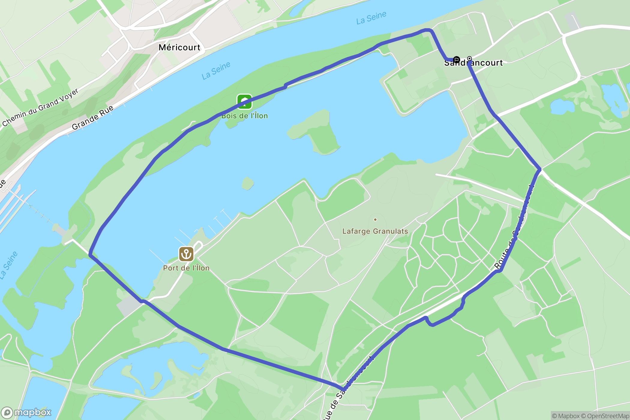 Saint-Martin-la-Garenne : carte du parcours de randonnée - France