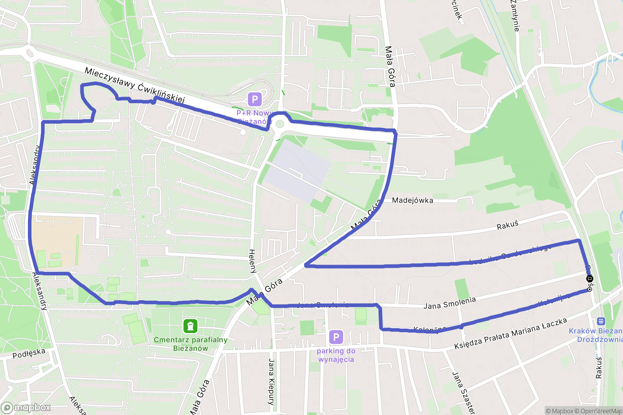 Kraków: mapa trasy - Poland