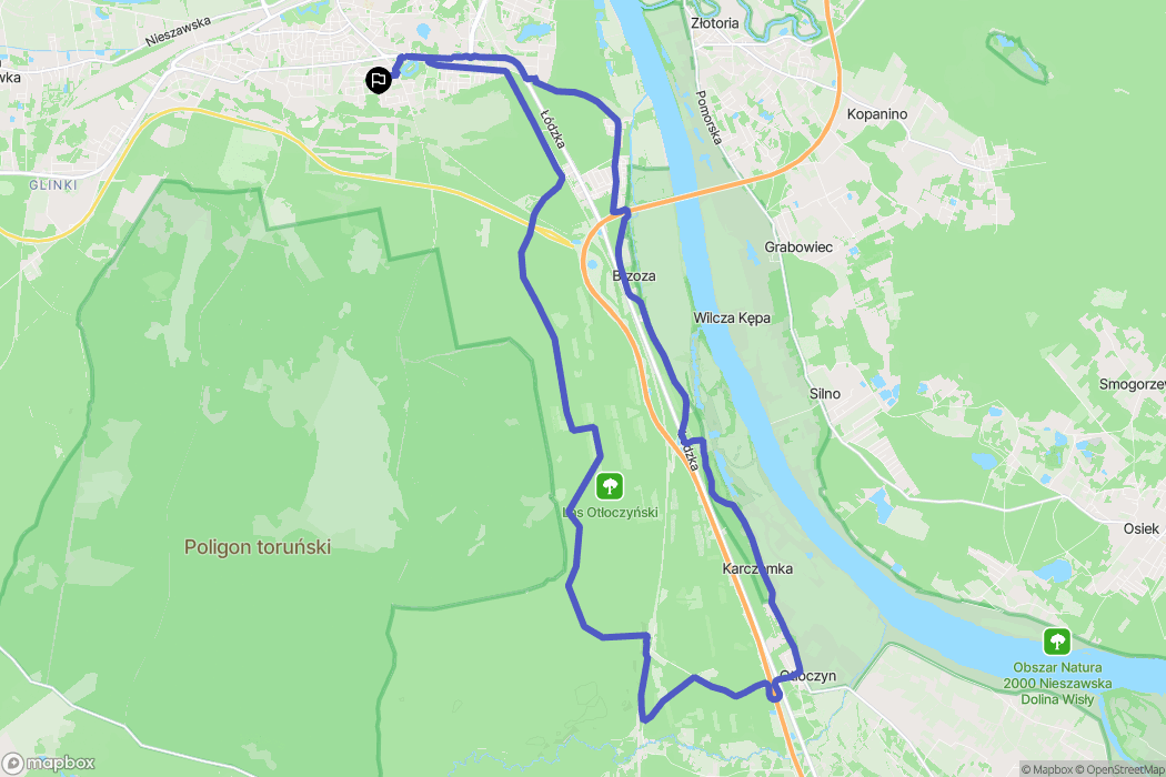 Toruń: mapa trasy - Poland
