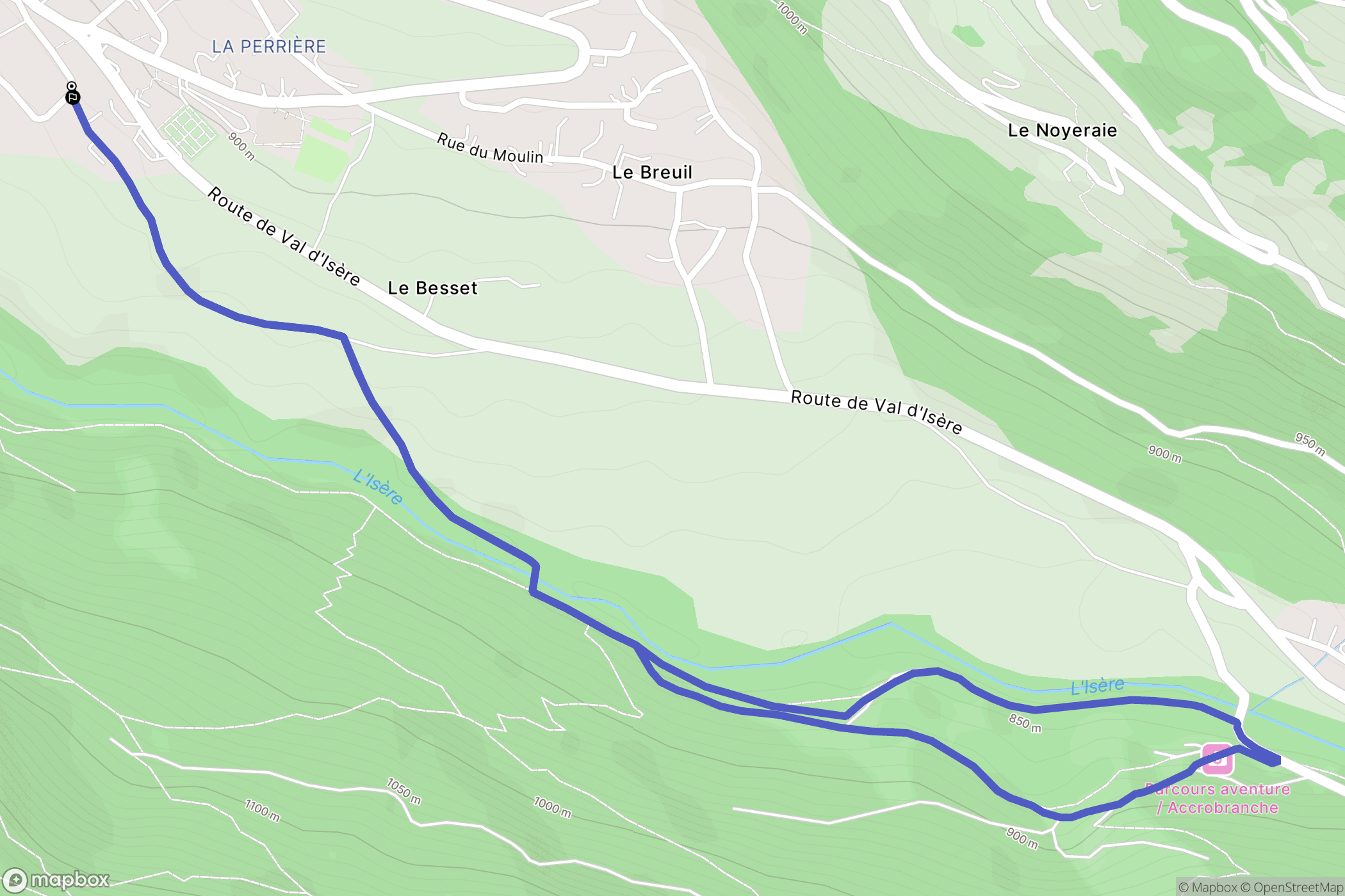 Séez : carte du parcours de randonnée - France