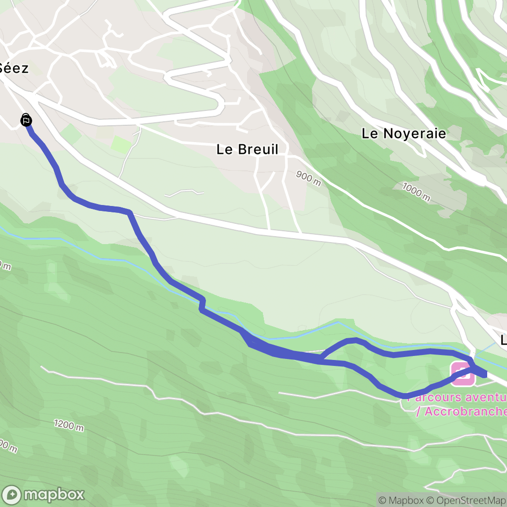 Séez : carte du parcours de randonnée - France