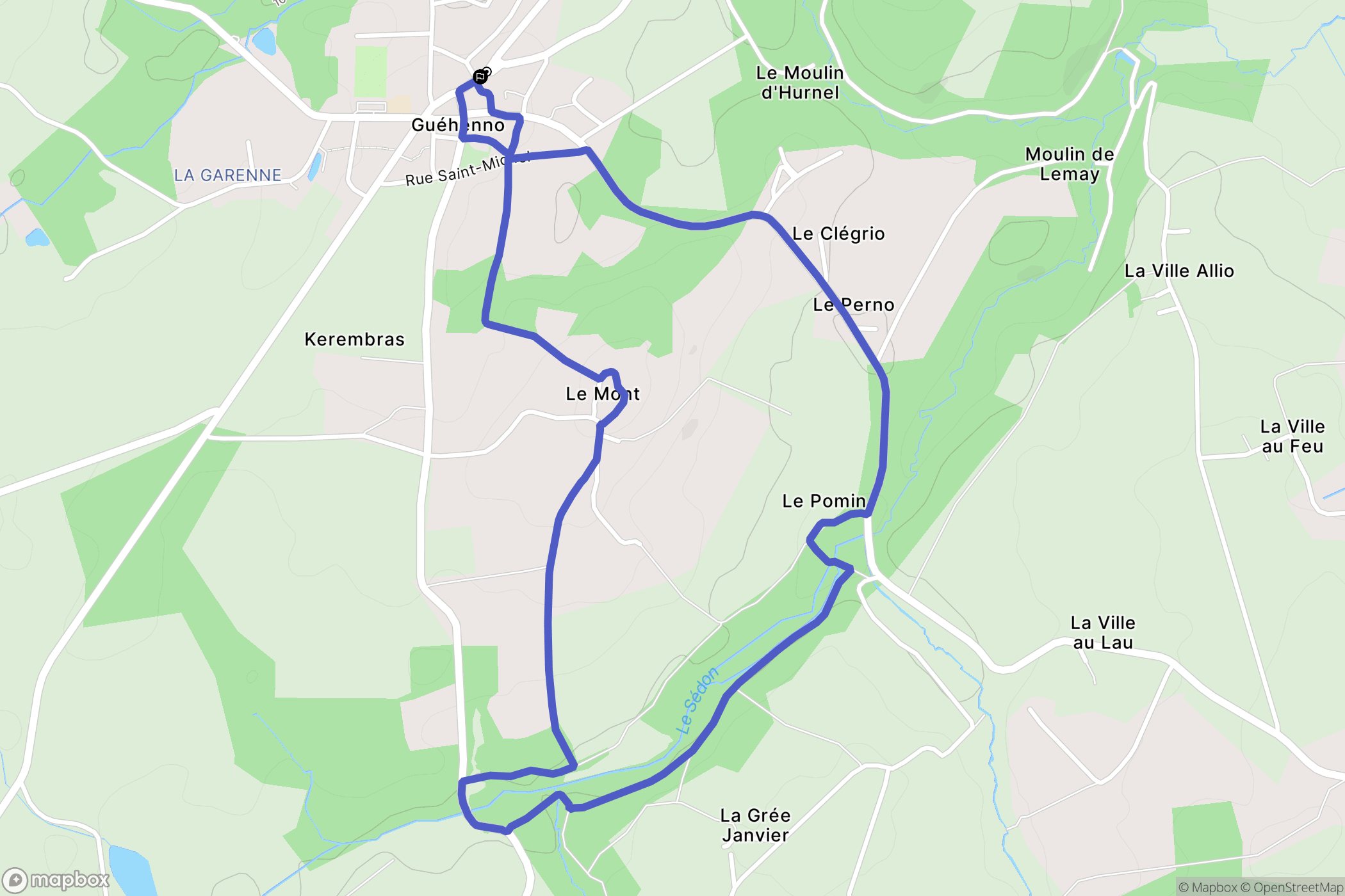 Guéhenno : carte du parcours de randonnée - France