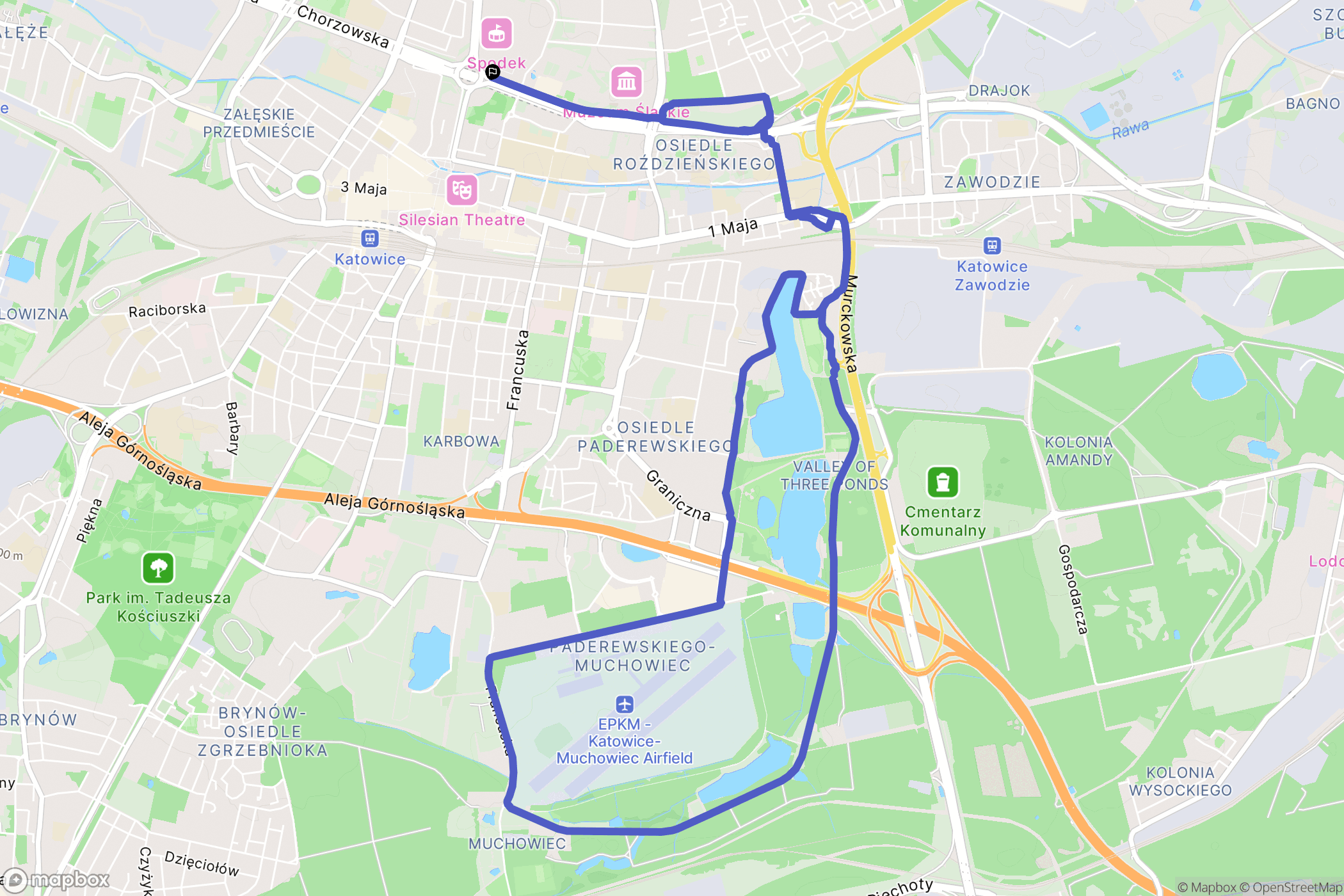 Katowice: mapa trasy - Poland