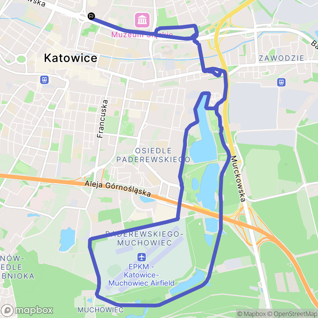 Katowice: mapa trasy - Poland