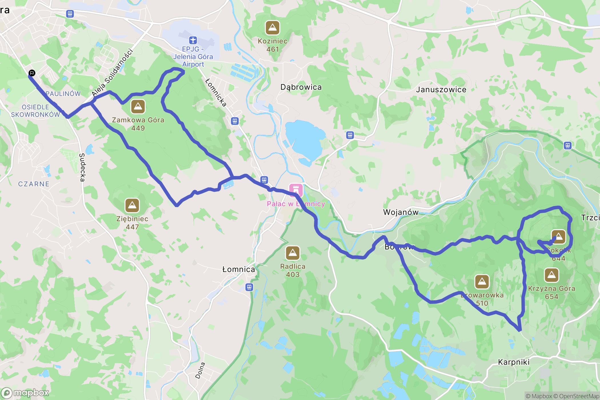 Jelenia Góra: mapa trasy - Poland