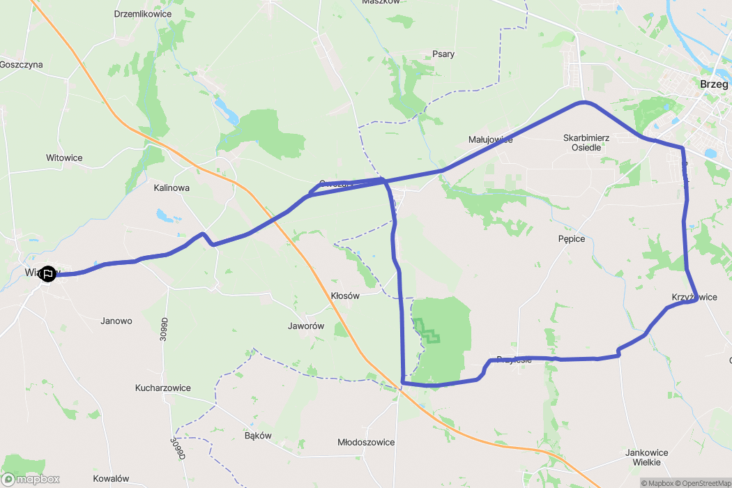 Wiązów: mapa trasy - Poland