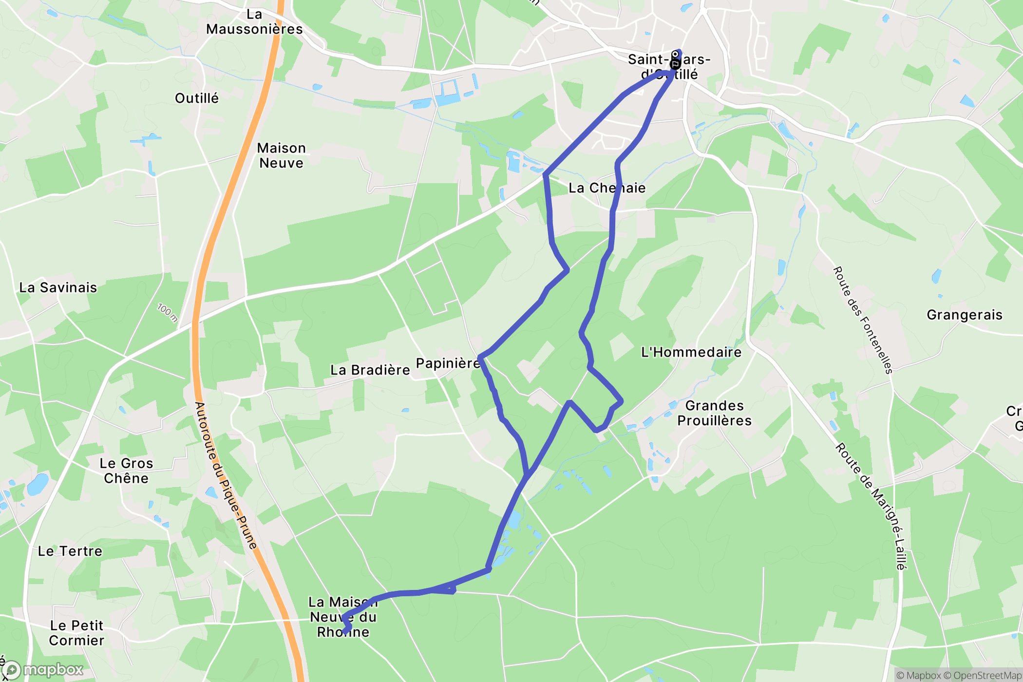 Saint-Mars-d'Outillé : carte du parcours de randonnée - France