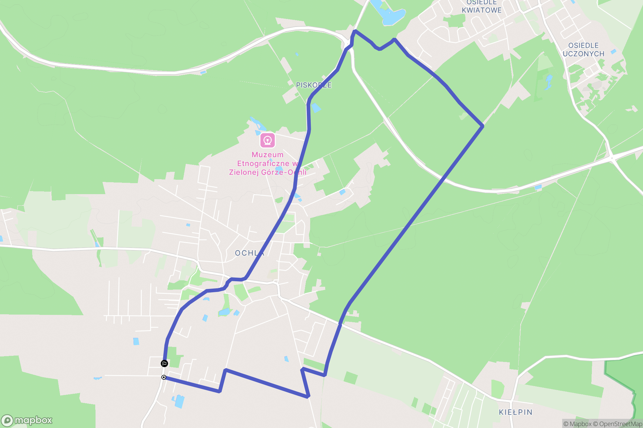Zielona Góra: mapa trasy - Poland